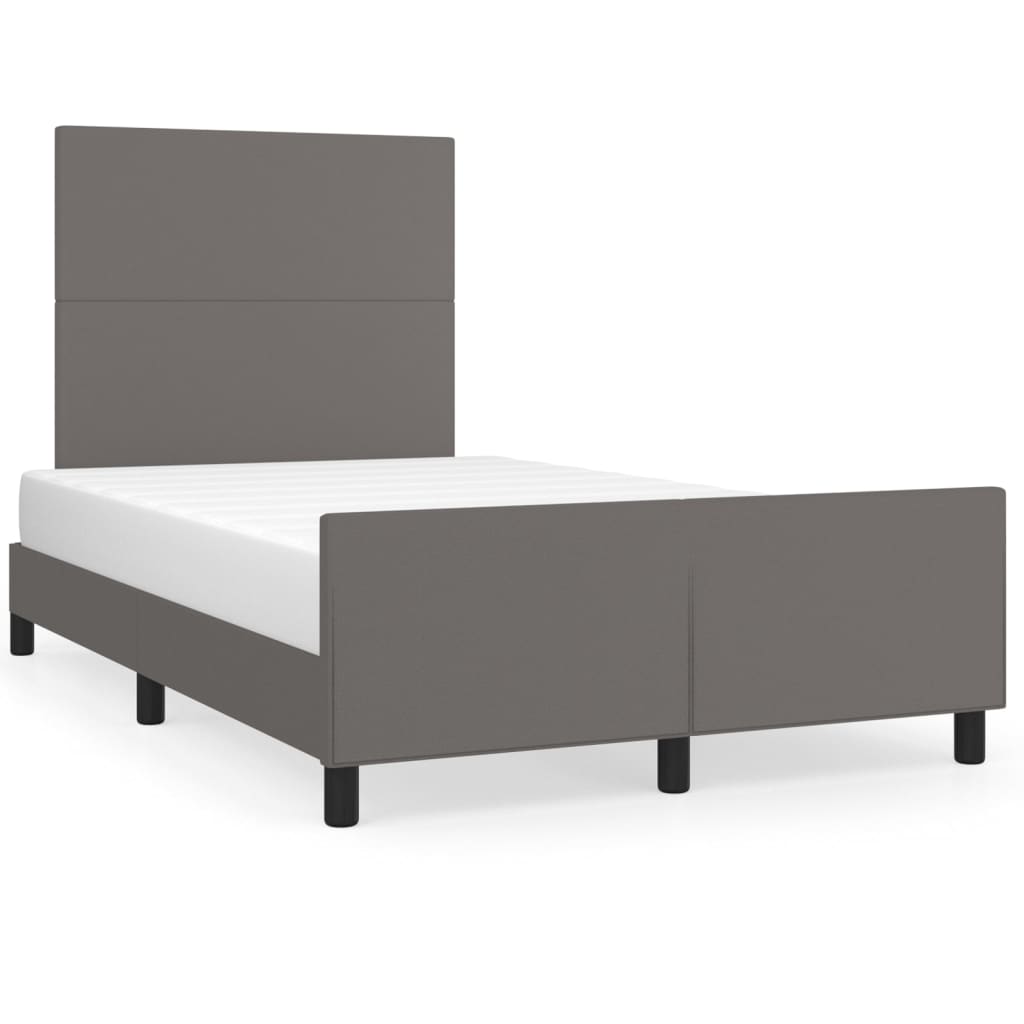 Bedframe met hoofdbord kunstleer grijs 120x190 cm