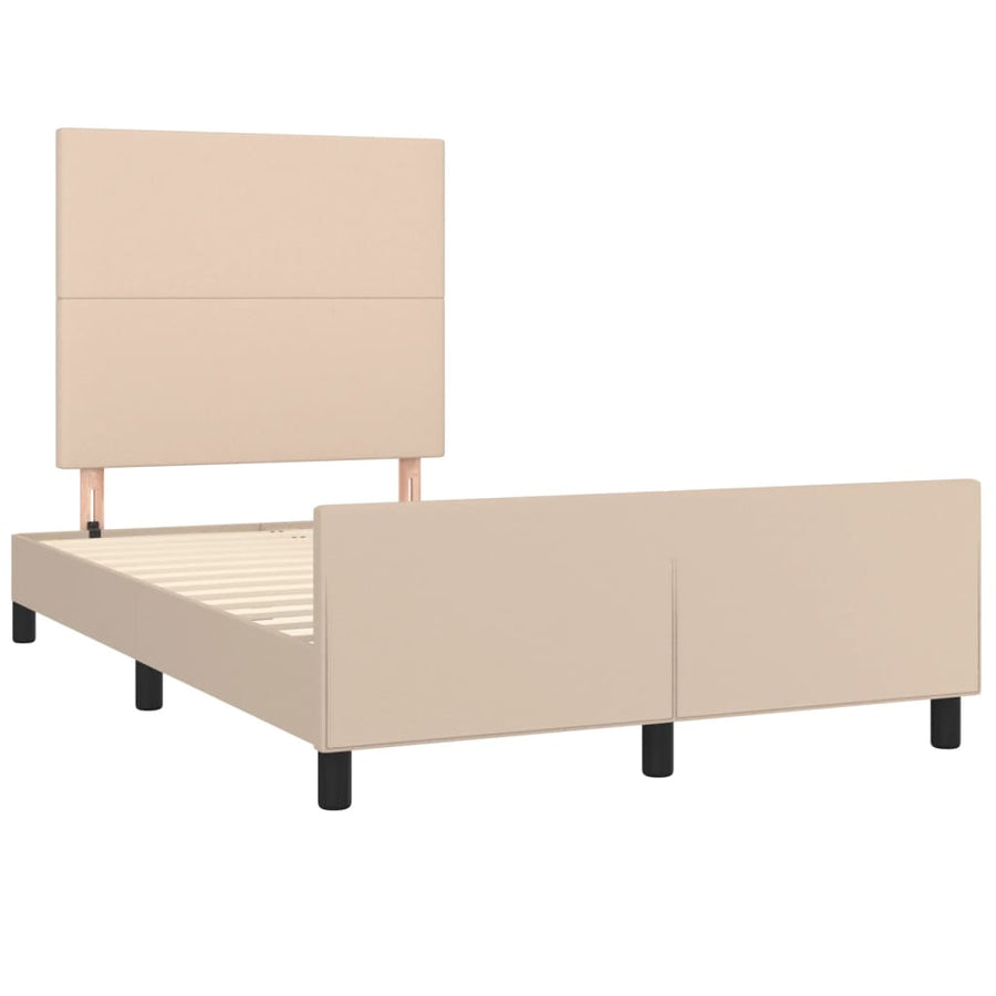 Bedframe met hoofdbord kunstleer cappuccinokleurig 120x190 cm