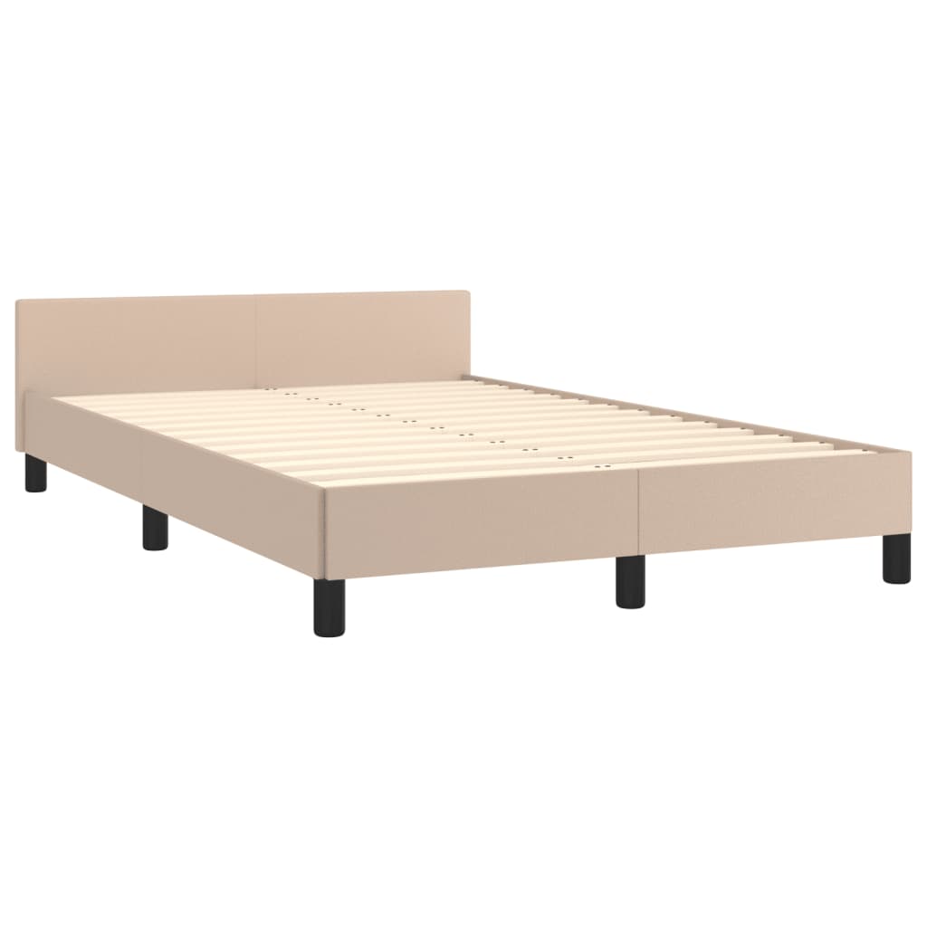 Bedframe met hoofdbord kunstleer cappuccinokleurig 120x190 cm