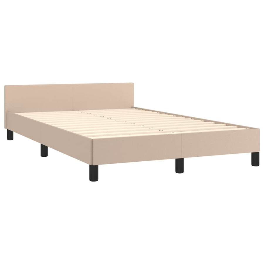 Bedframe met hoofdbord kunstleer cappuccinokleurig 120x190 cm