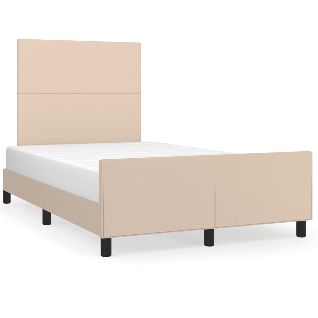 Bedframe met hoofdbord kunstleer cappuccinokleurig 120x190 cm
