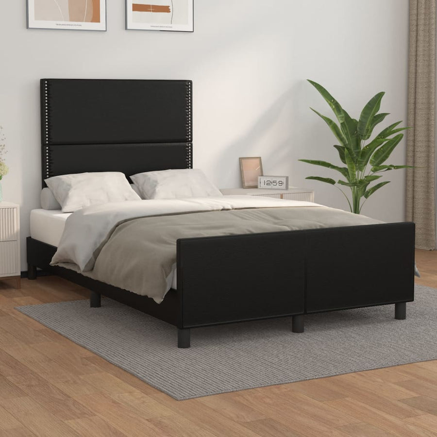 Bedframe met hoofdbord kunstleer zwart 120x190 cm