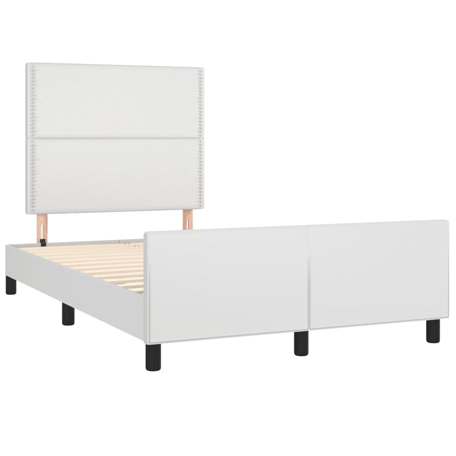 Bedframe met hoofdbord kunstleer wit 120x190 cm