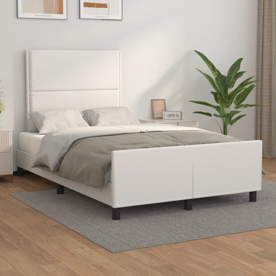Bedframe met hoofdbord kunstleer wit 120x190 cm