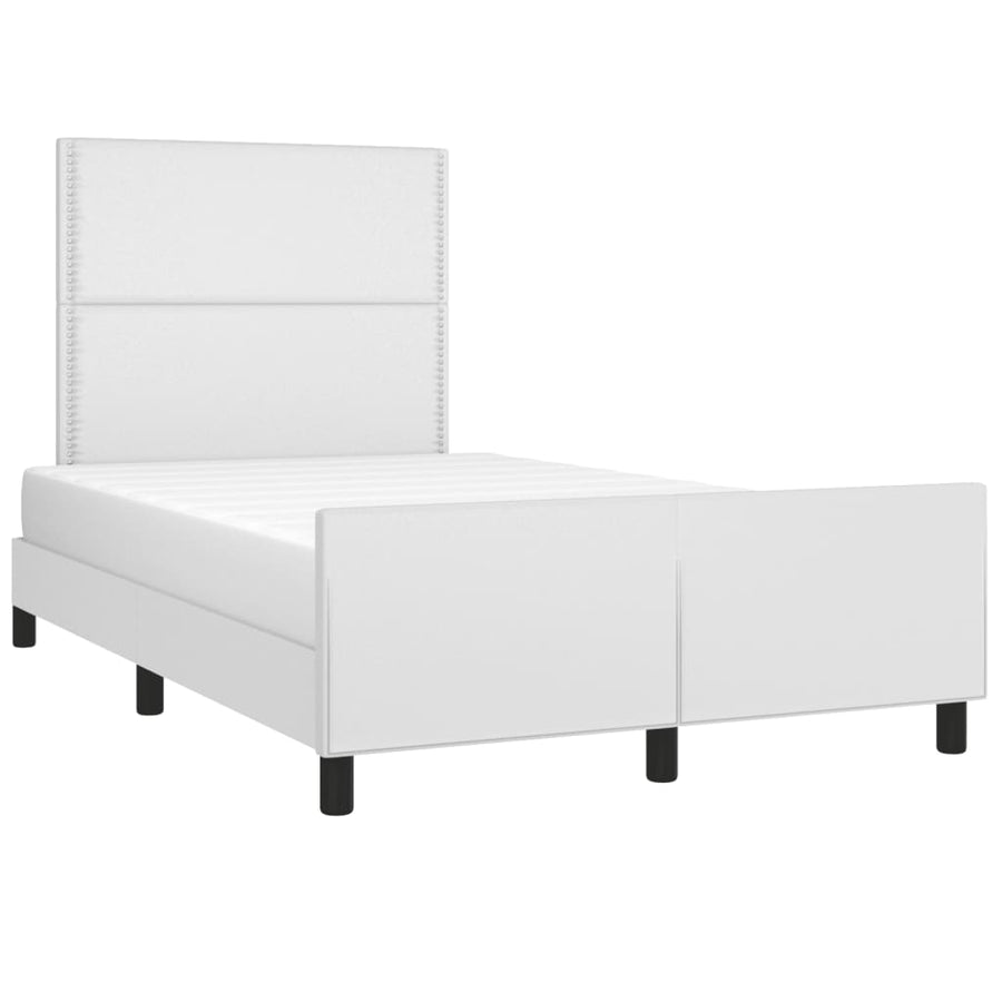 Bedframe met hoofdbord kunstleer wit 120x190 cm