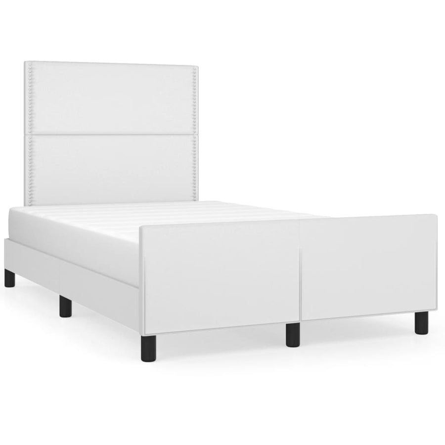 Bedframe met hoofdbord kunstleer wit 120x190 cm