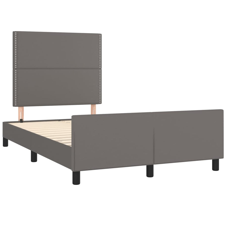 Bedframe met hoofdbord kunstleer grijs 120x190 cm
