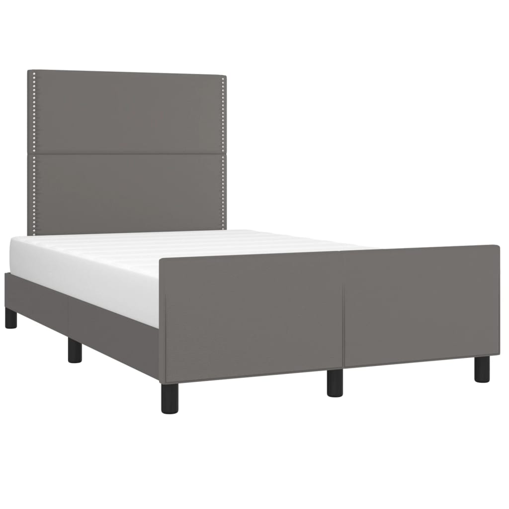 Bedframe met hoofdbord kunstleer grijs 120x190 cm