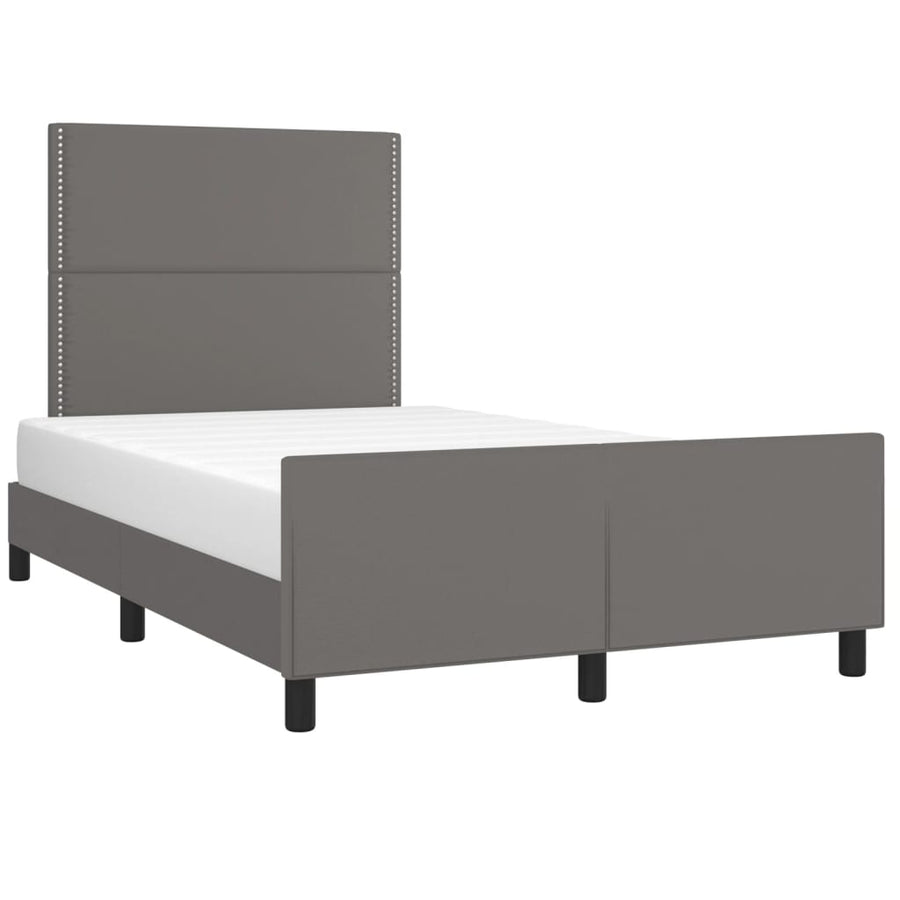 Bedframe met hoofdbord kunstleer grijs 120x190 cm