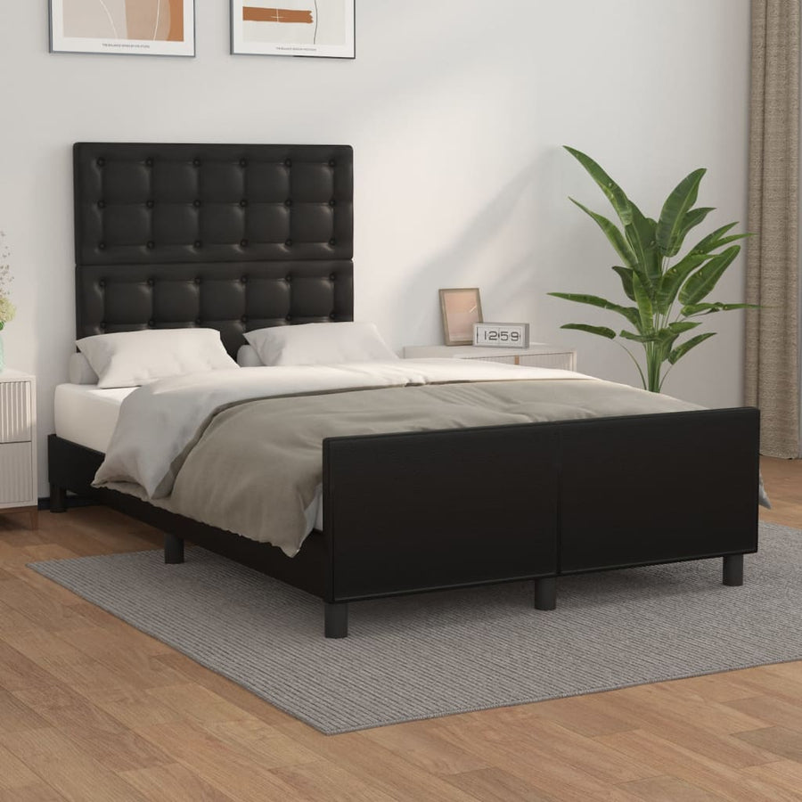 Bedframe met hoofdbord kunstleer zwart 120x190 cm