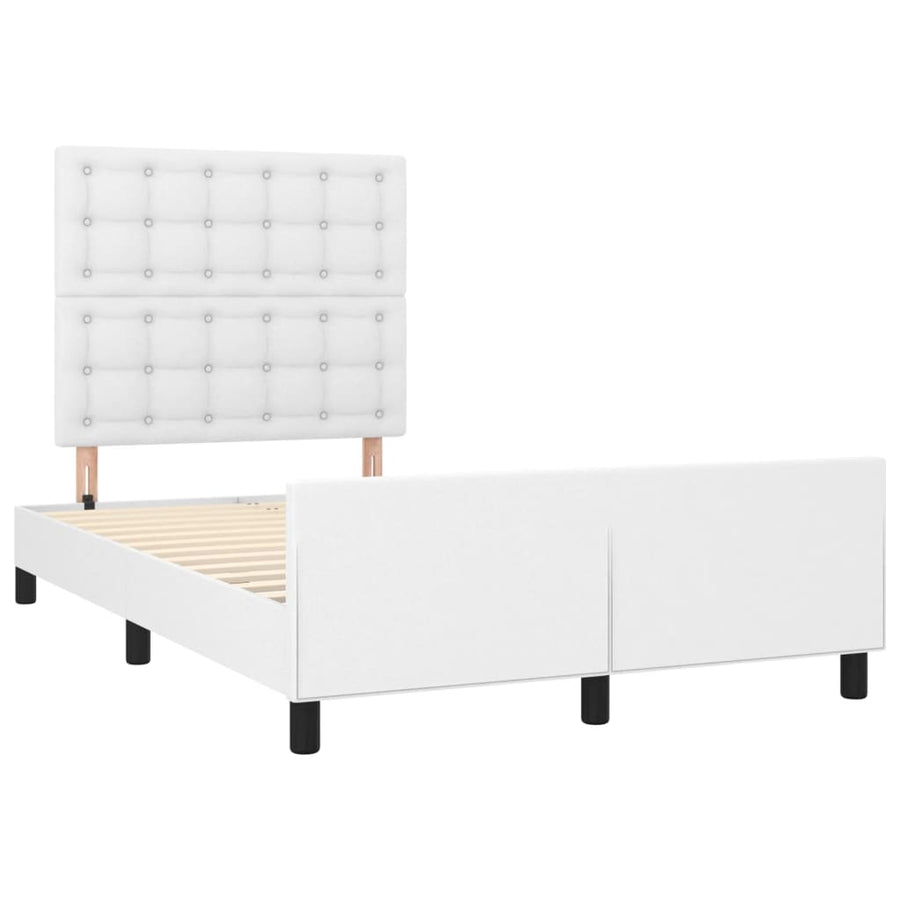 Bedframe met hoofdbord kunstleer wit 120x190 cm