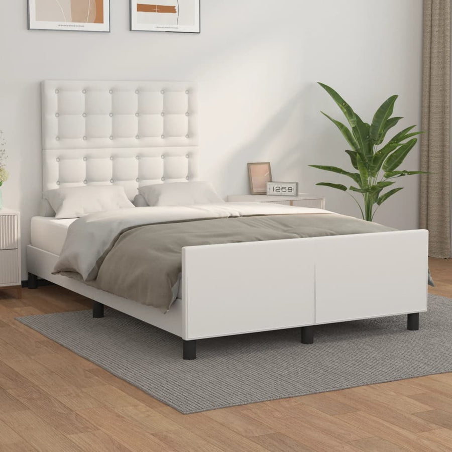 Bedframe met hoofdbord kunstleer wit 120x190 cm