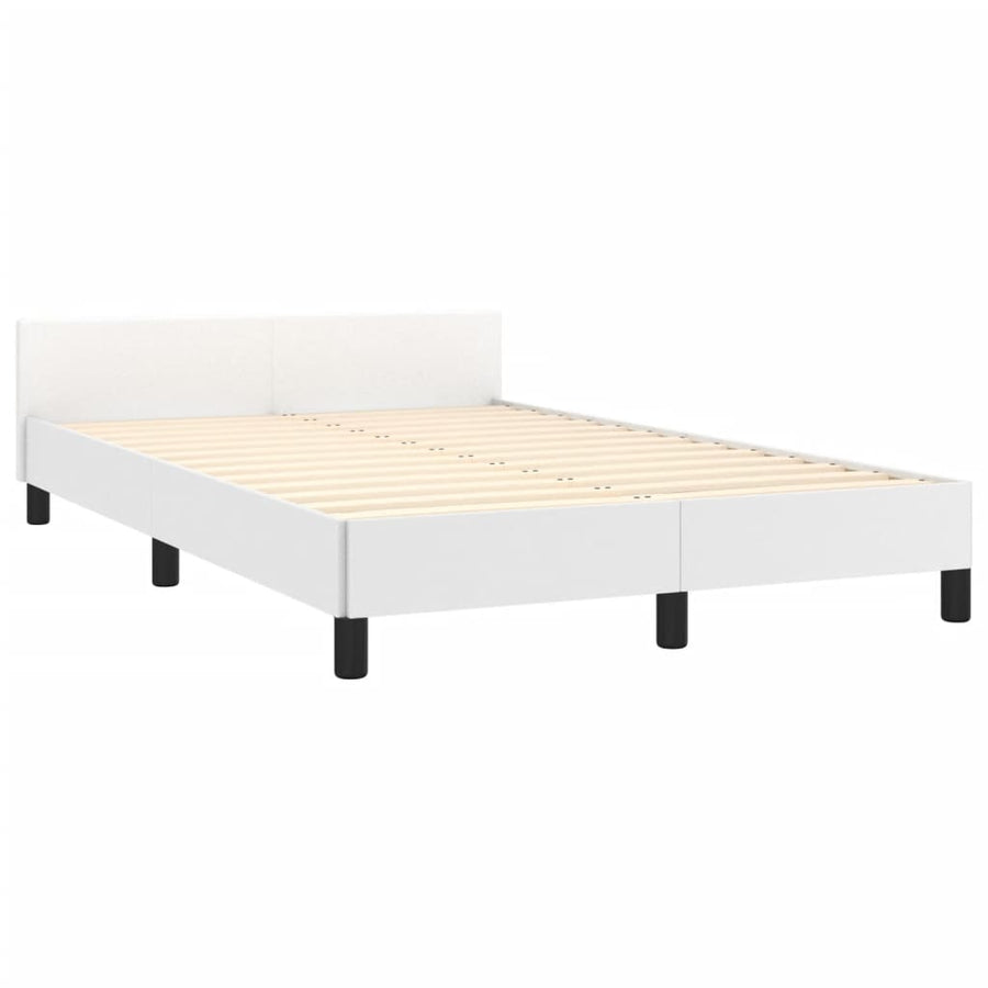 Bedframe met hoofdbord kunstleer wit 120x190 cm