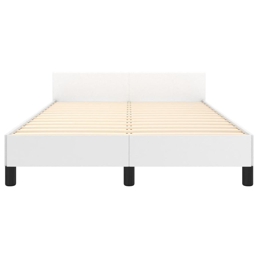Bedframe met hoofdbord kunstleer wit 120x190 cm