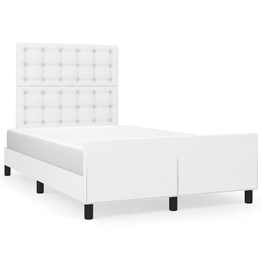 Bedframe met hoofdbord kunstleer wit 120x190 cm
