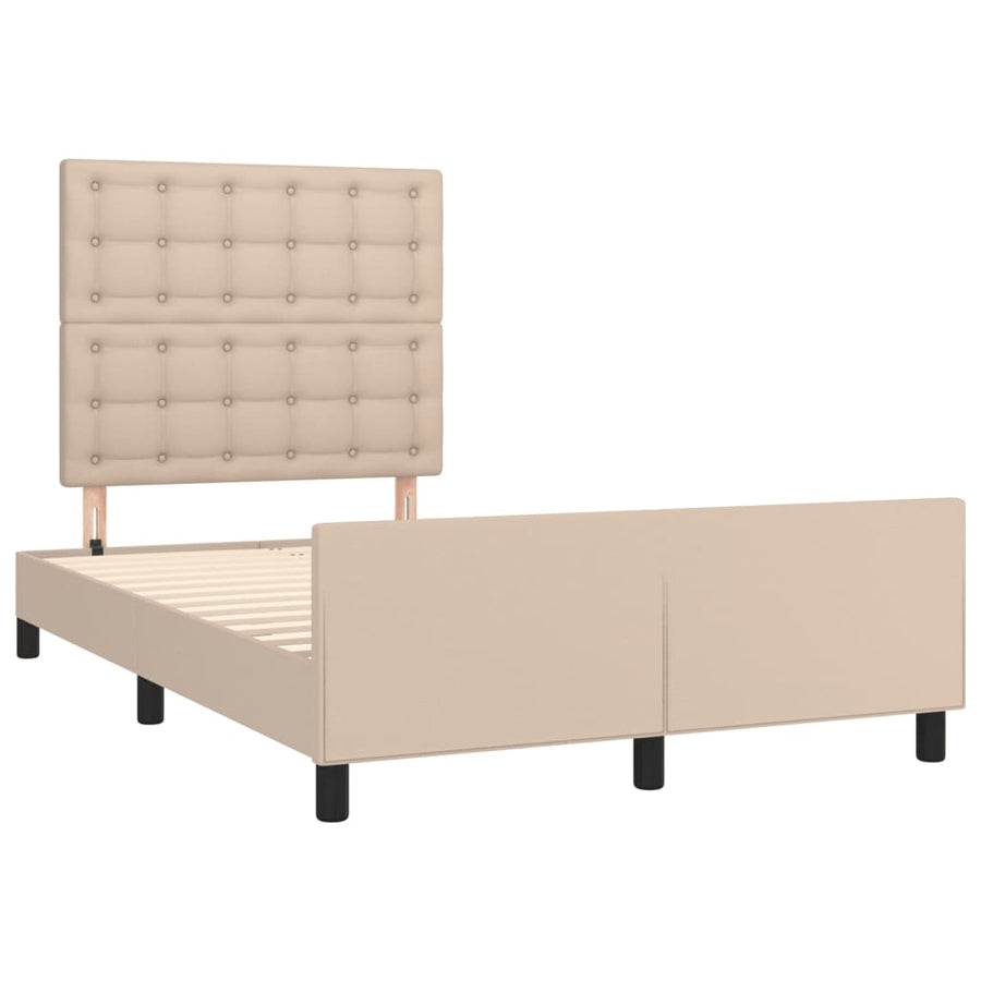 Bedframe met hoofdbord kunstleer cappuccinokleurig 120x190 cm