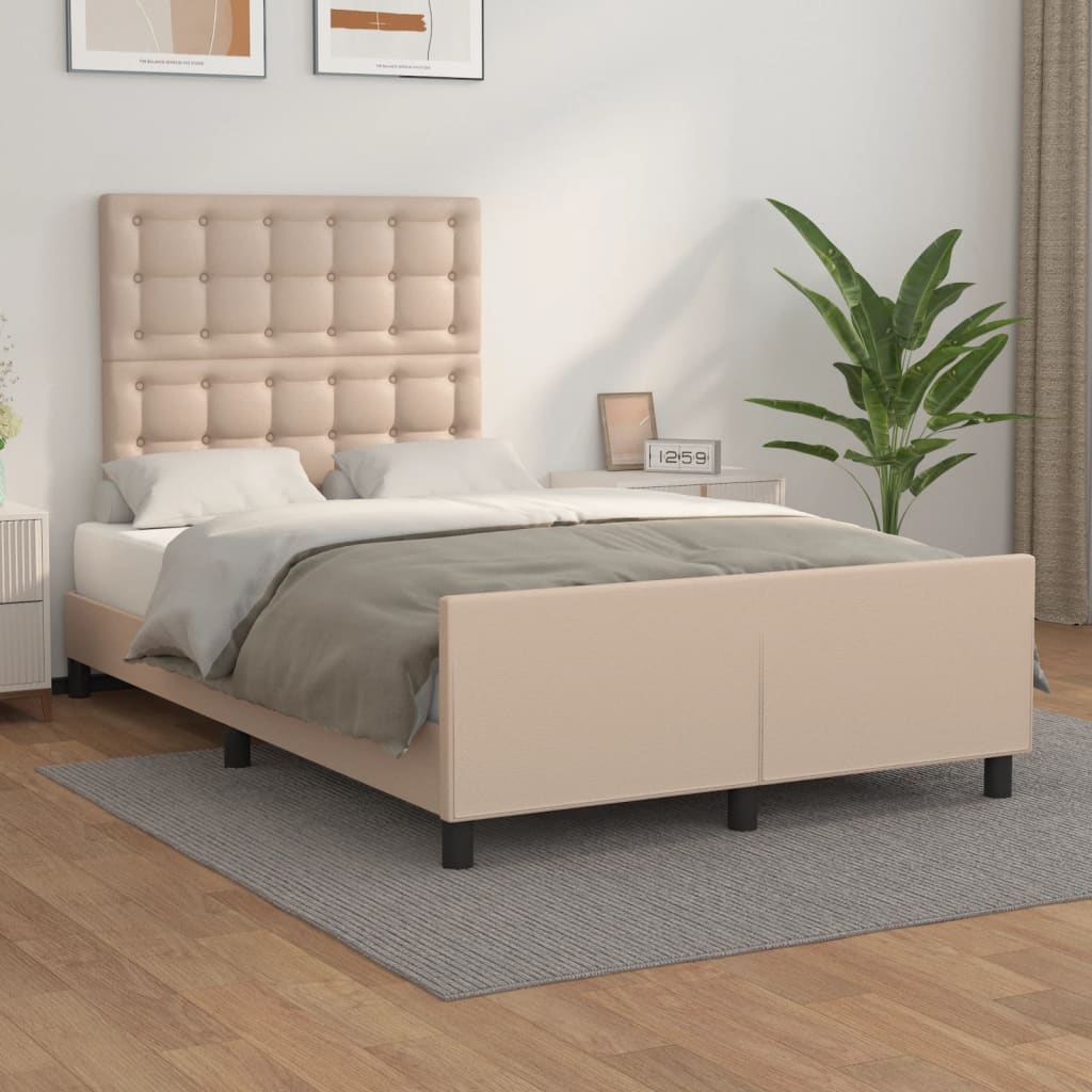 Bedframe met hoofdbord kunstleer cappuccinokleurig 120x190 cm