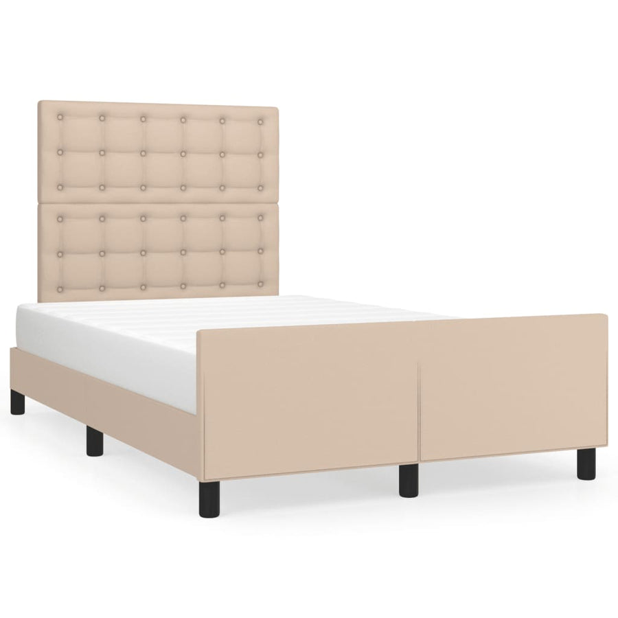 Bedframe met hoofdbord kunstleer cappuccinokleurig 120x190 cm