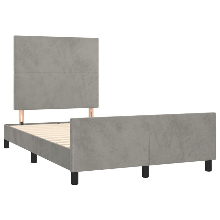 Bedframe met hoofdbord fluweel lichtgrijs 120x190 cm