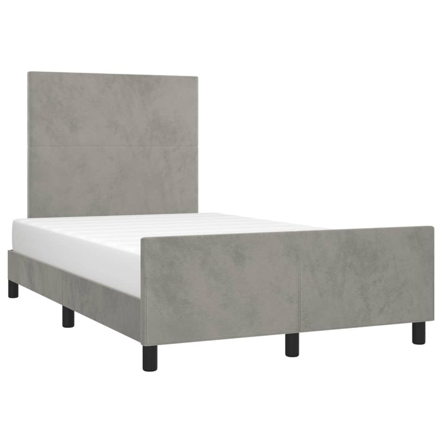 Bedframe met hoofdbord fluweel lichtgrijs 120x190 cm
