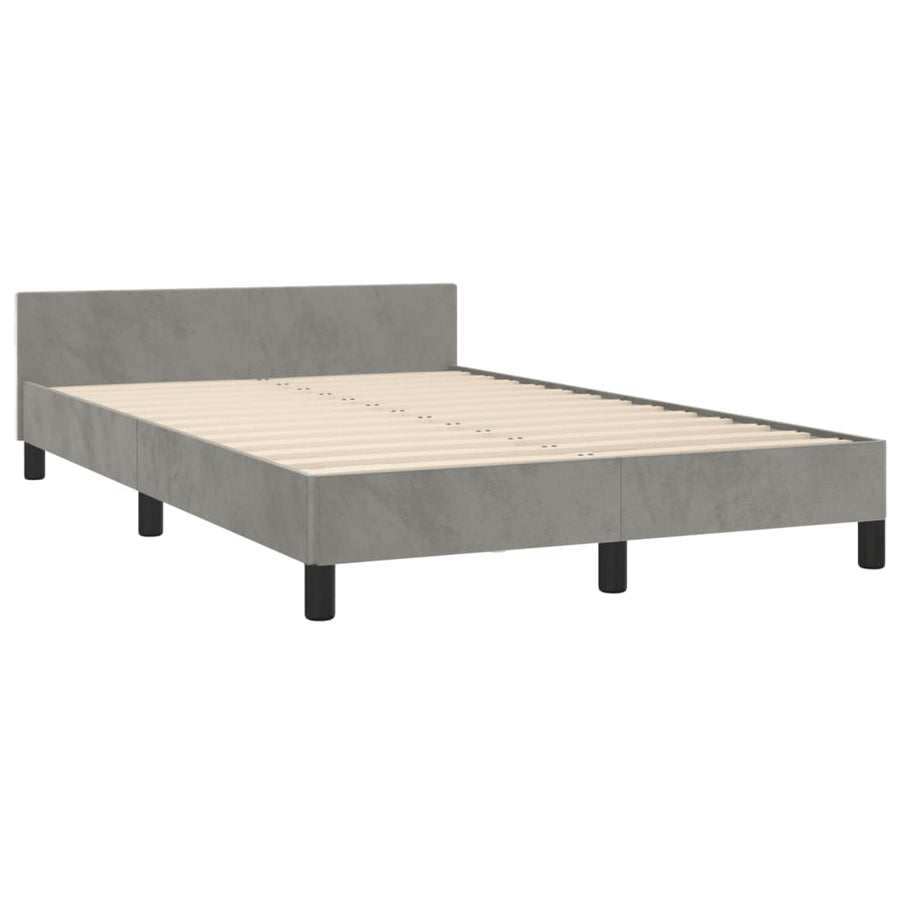 Bedframe met hoofdbord fluweel lichtgrijs 120x190 cm