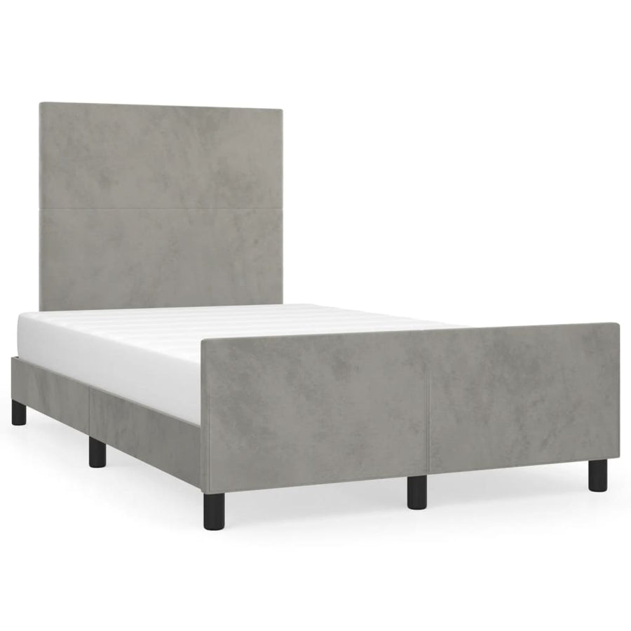 Bedframe met hoofdbord fluweel lichtgrijs 120x190 cm