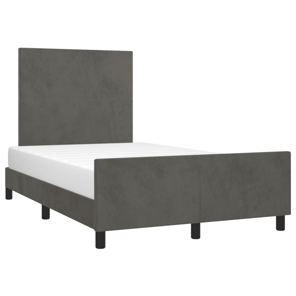 Bedframe met hoofdbord fluweel donkergrijs 120x190 cm