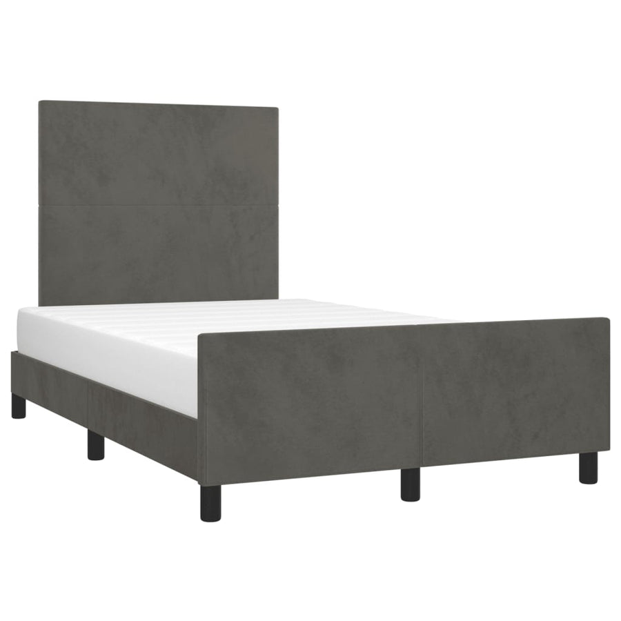 Bedframe met hoofdbord fluweel donkergrijs 120x190 cm