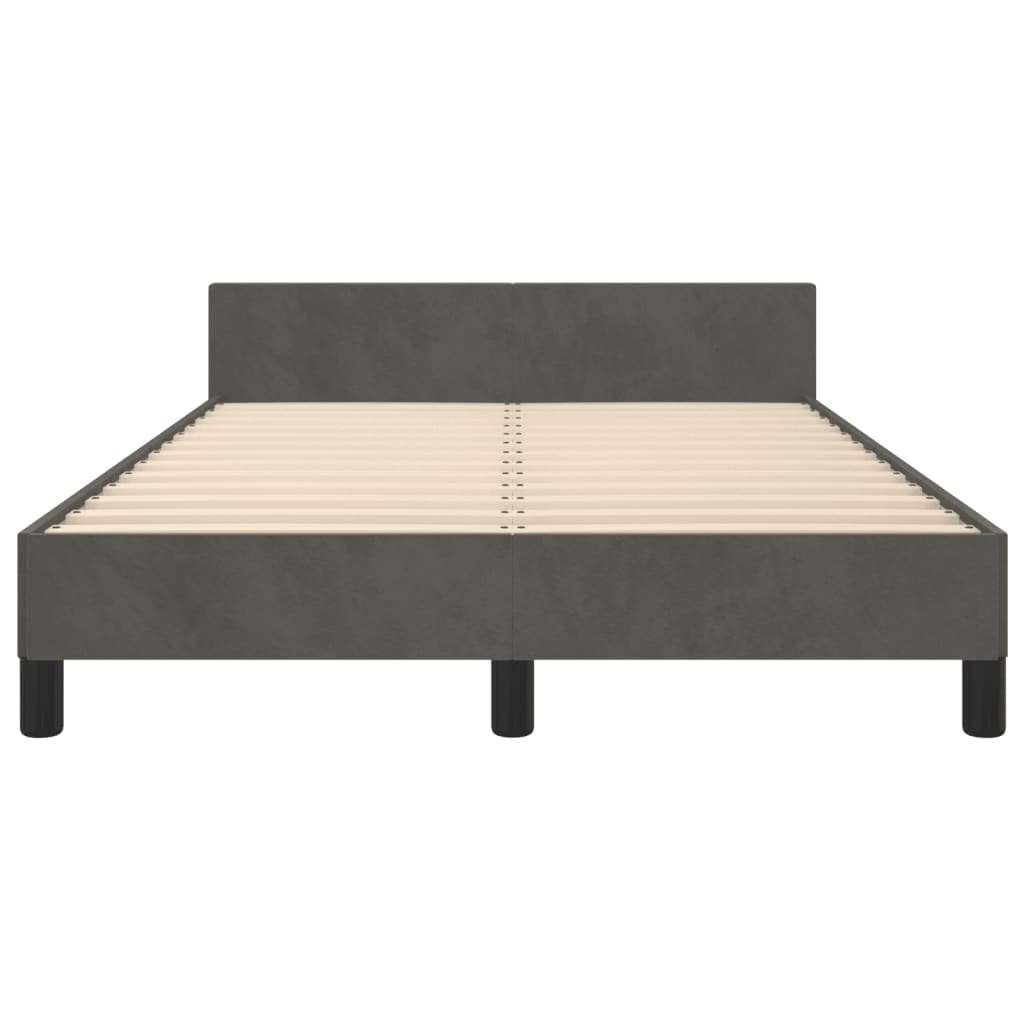 Bedframe met hoofdbord fluweel donkergrijs 120x190 cm