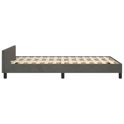 Bedframe met hoofdbord fluweel donkergrijs 120x190 cm