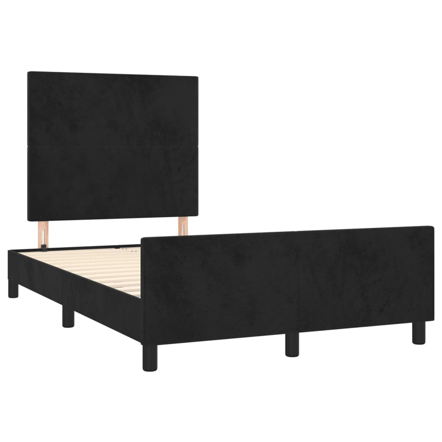 Bedframe met hoofdbord fluweel zwart 120x190 cm