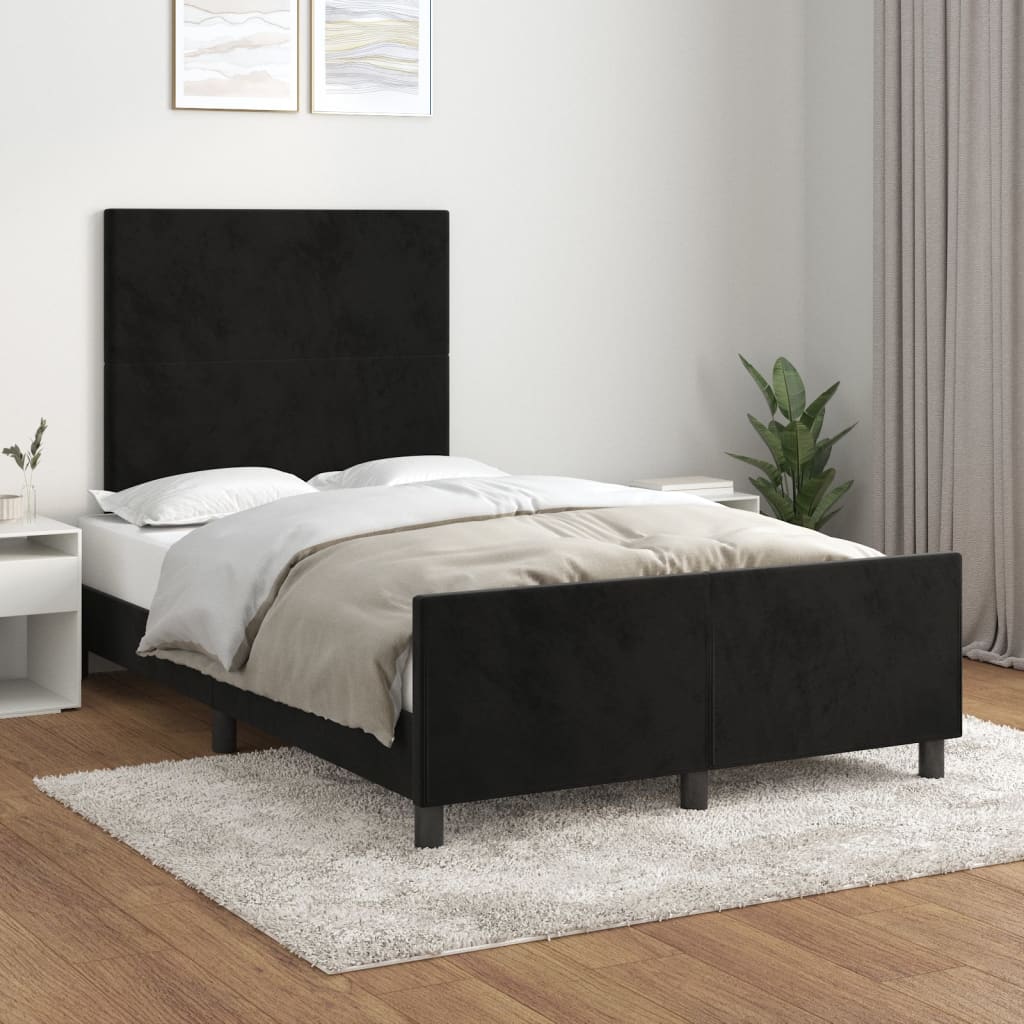 Bedframe met hoofdbord fluweel zwart 120x190 cm