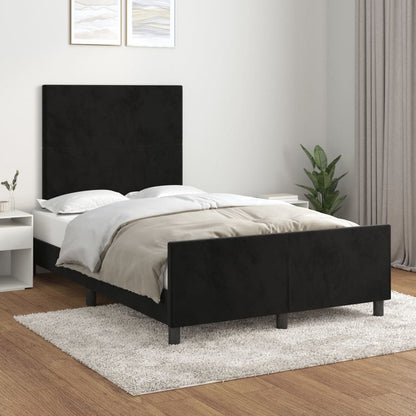 Bedframe met hoofdbord fluweel zwart 120x190 cm