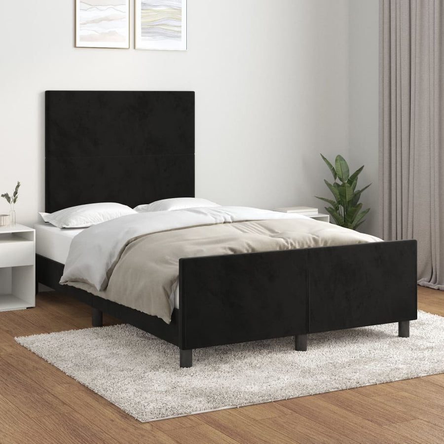 Bedframe met hoofdbord fluweel zwart 120x190 cm