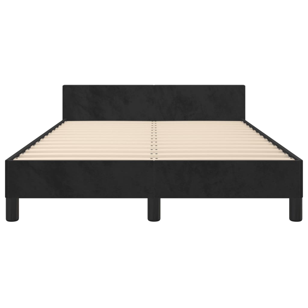 Bedframe met hoofdbord fluweel zwart 120x190 cm