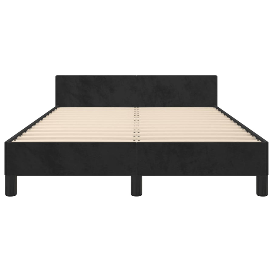 Bedframe met hoofdbord fluweel zwart 120x190 cm