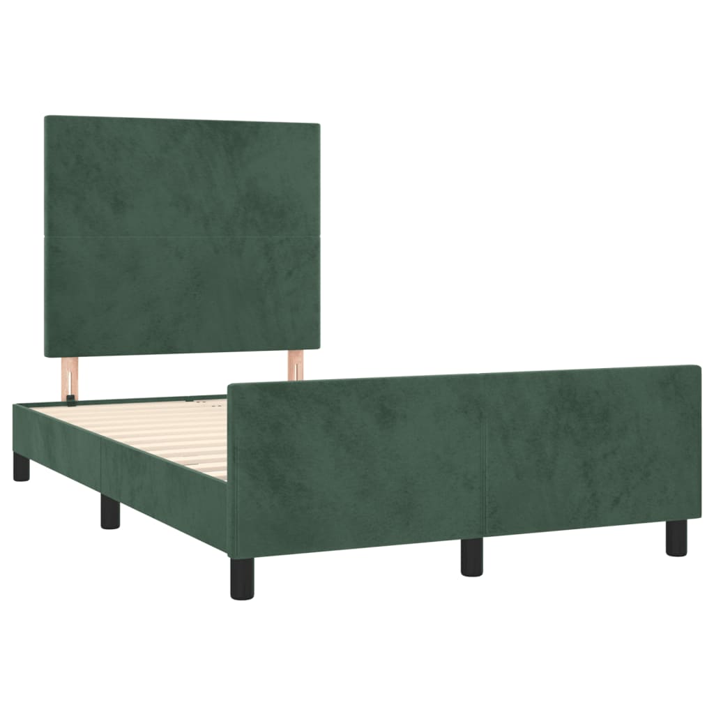 Bedframe met hoofdbord fluweel donkergroen 120x190 cm