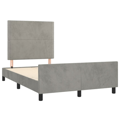 Bedframe met hoofdbord fluweel lichtgrijs 120x190 cm