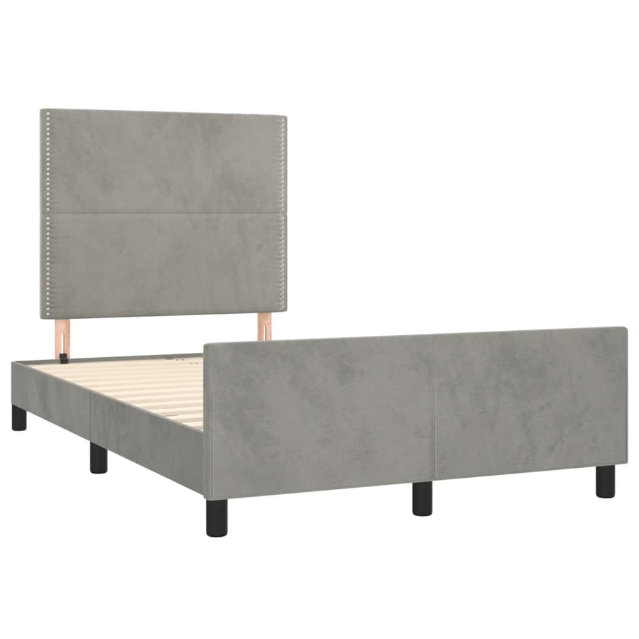 Bedframe met hoofdbord fluweel lichtgrijs 120x190 cm