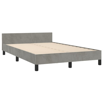 Bedframe met hoofdbord fluweel lichtgrijs 120x190 cm