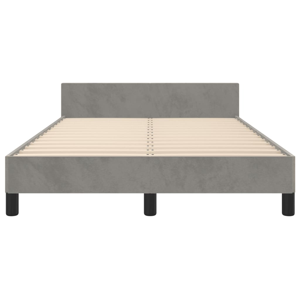 Bedframe met hoofdbord fluweel lichtgrijs 120x190 cm