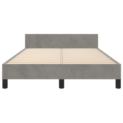 Bedframe met hoofdbord fluweel lichtgrijs 120x190 cm