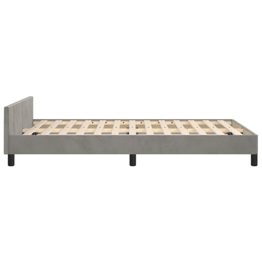 Bedframe met hoofdbord fluweel lichtgrijs 120x190 cm