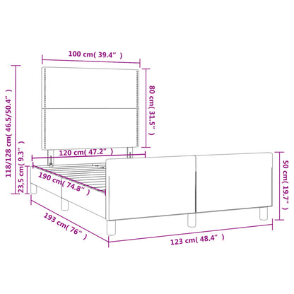 Bedframe met hoofdbord fluweel lichtgrijs 120x190 cm