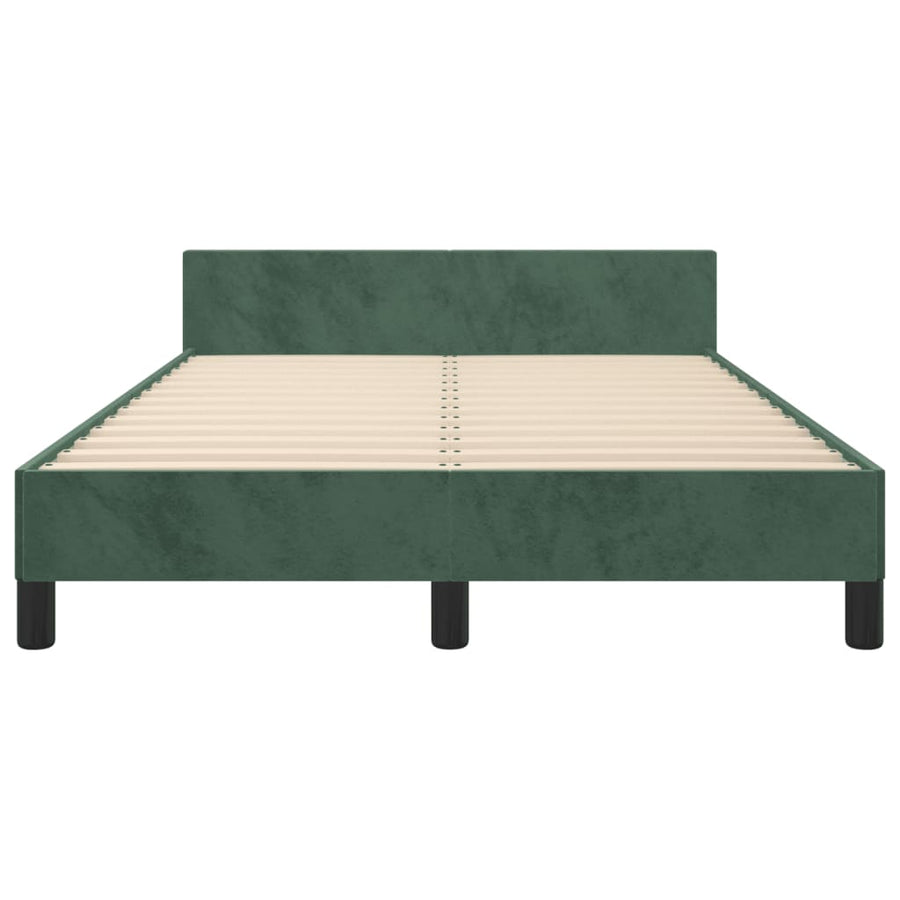 Bedframe met hoofdbord fluweel donkergroen 120x190 cm