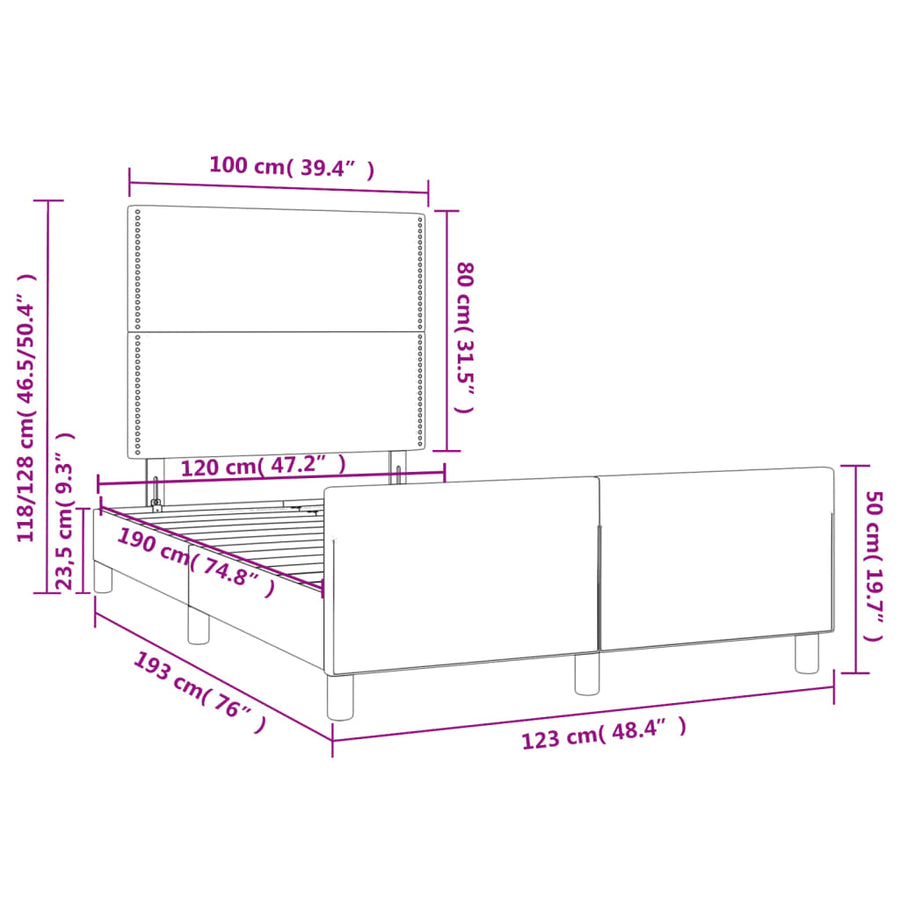 Bedframe met hoofdbord fluweel donkergroen 120x190 cm