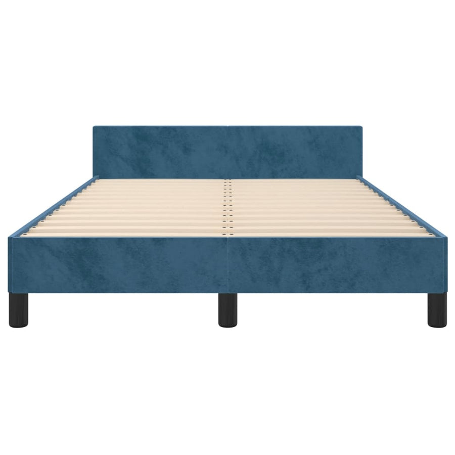 Bedframe met hoofdbord fluweel donkerblauw 120x190 cm