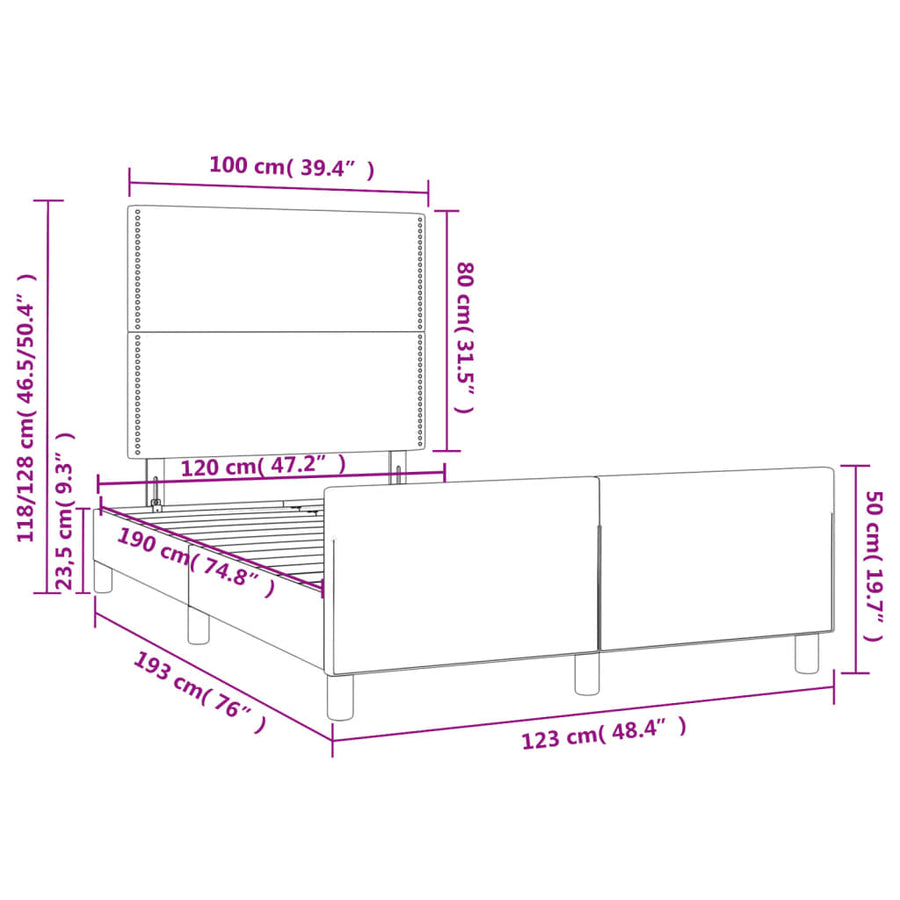 Bedframe met hoofdbord fluweel roze 120x190 cm