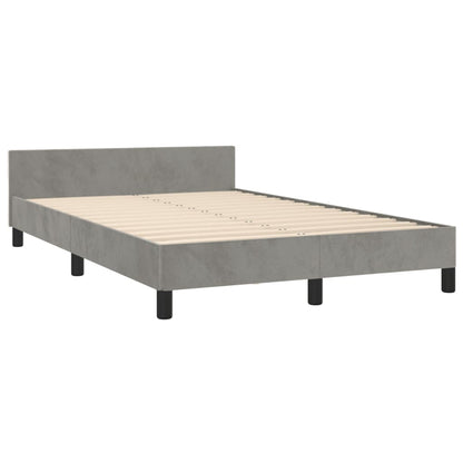 Bedframe met hoofdbord fluweel lichtgrijs 120x190 cm