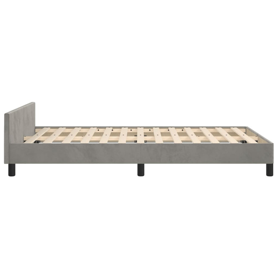 Bedframe met hoofdbord fluweel lichtgrijs 120x190 cm